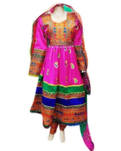 afghan muslim wedding dress in pink color