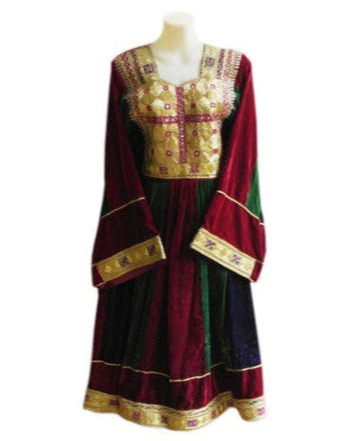 Afghan Bridal Dress In Velvet Hand Embroidered