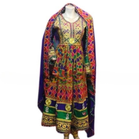 afghan dress multicolor choli fabric