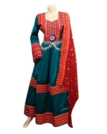 Afghan Bridal Hand Embroidered Long Gown Dress