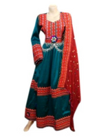 Afghan Bridal Hand Embroidered Long Gown Dress