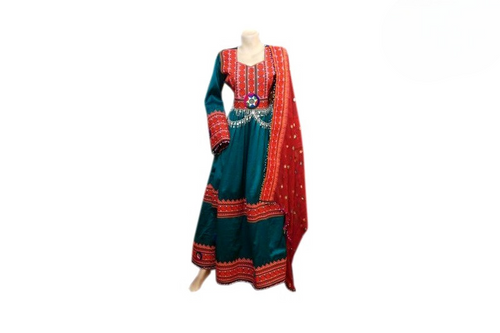 Afghan Bridal Hand Embroidered Long Gown Dress