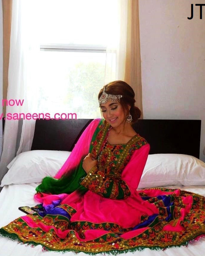 Hand Embroidered Traditional Afghan Bridal Dress