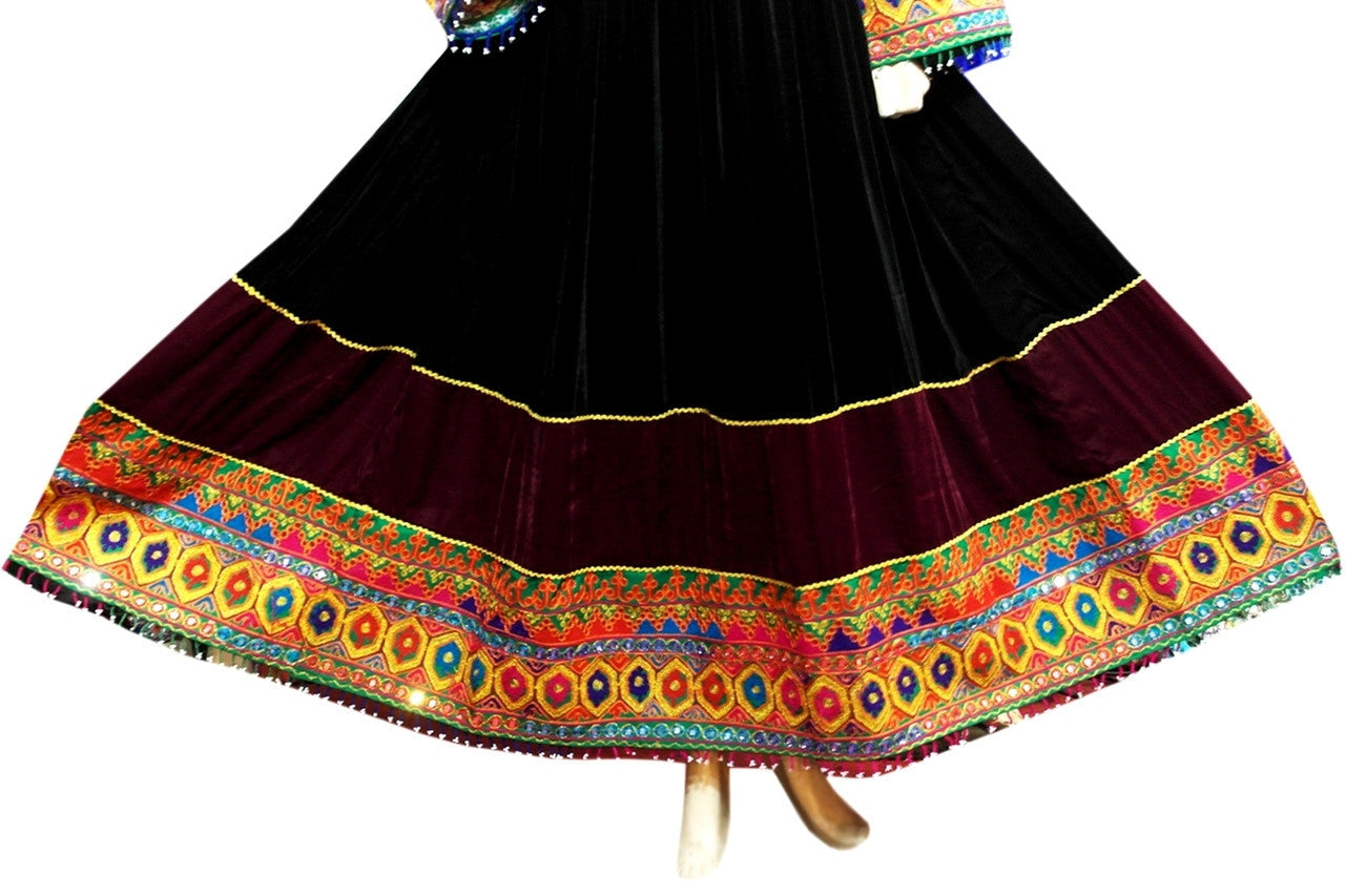 Hand Embroidered Afghan Bridal Dress In Velvet Fabric