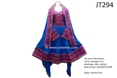 Muslimah Fashion Afghan Clothes In LIght Blue Persian Wedding Frocks