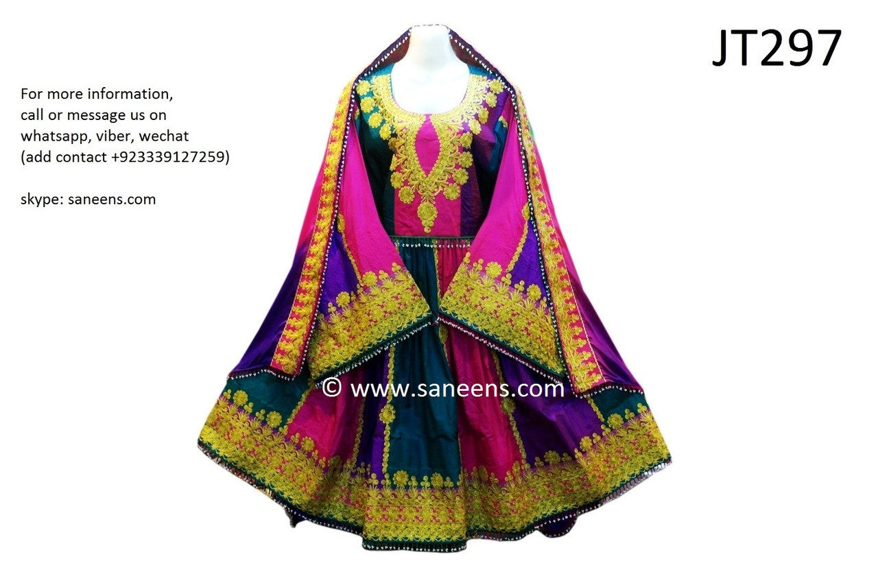 Afghan Clothes In Multicolor Fabric Pashtun Singer Dress