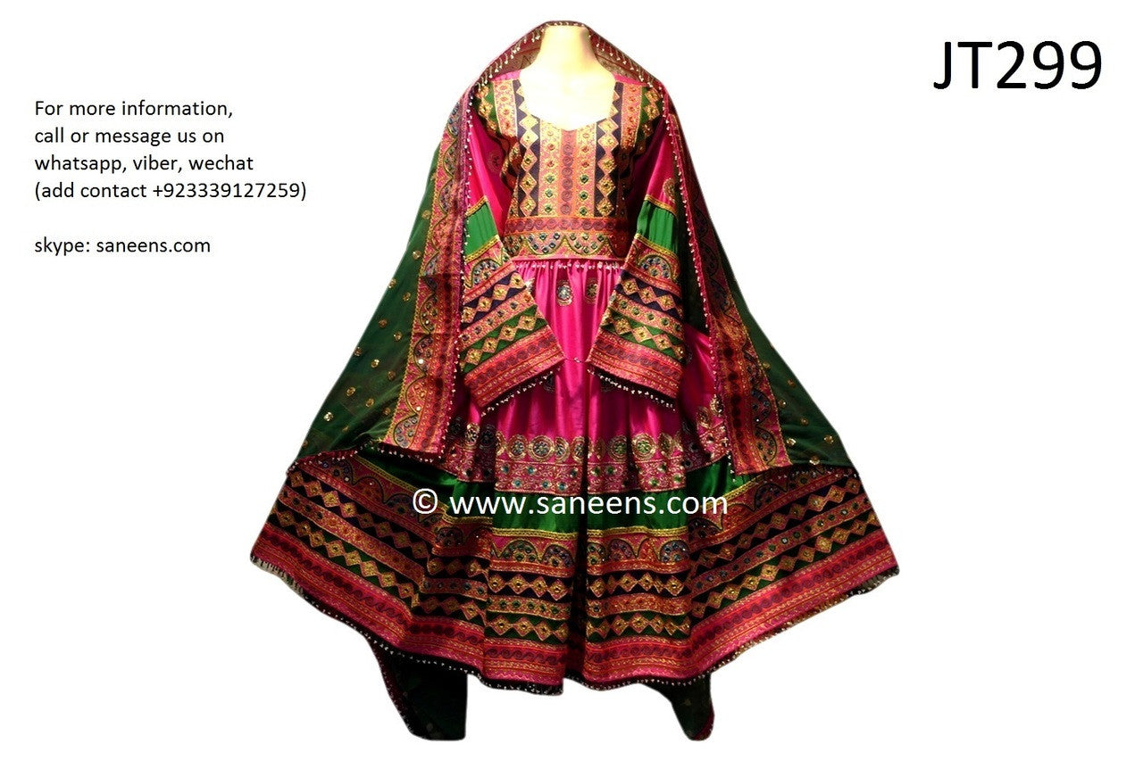 Mirrors Work Afghan Clothing In Pink Color Persian Singer Dresses Online