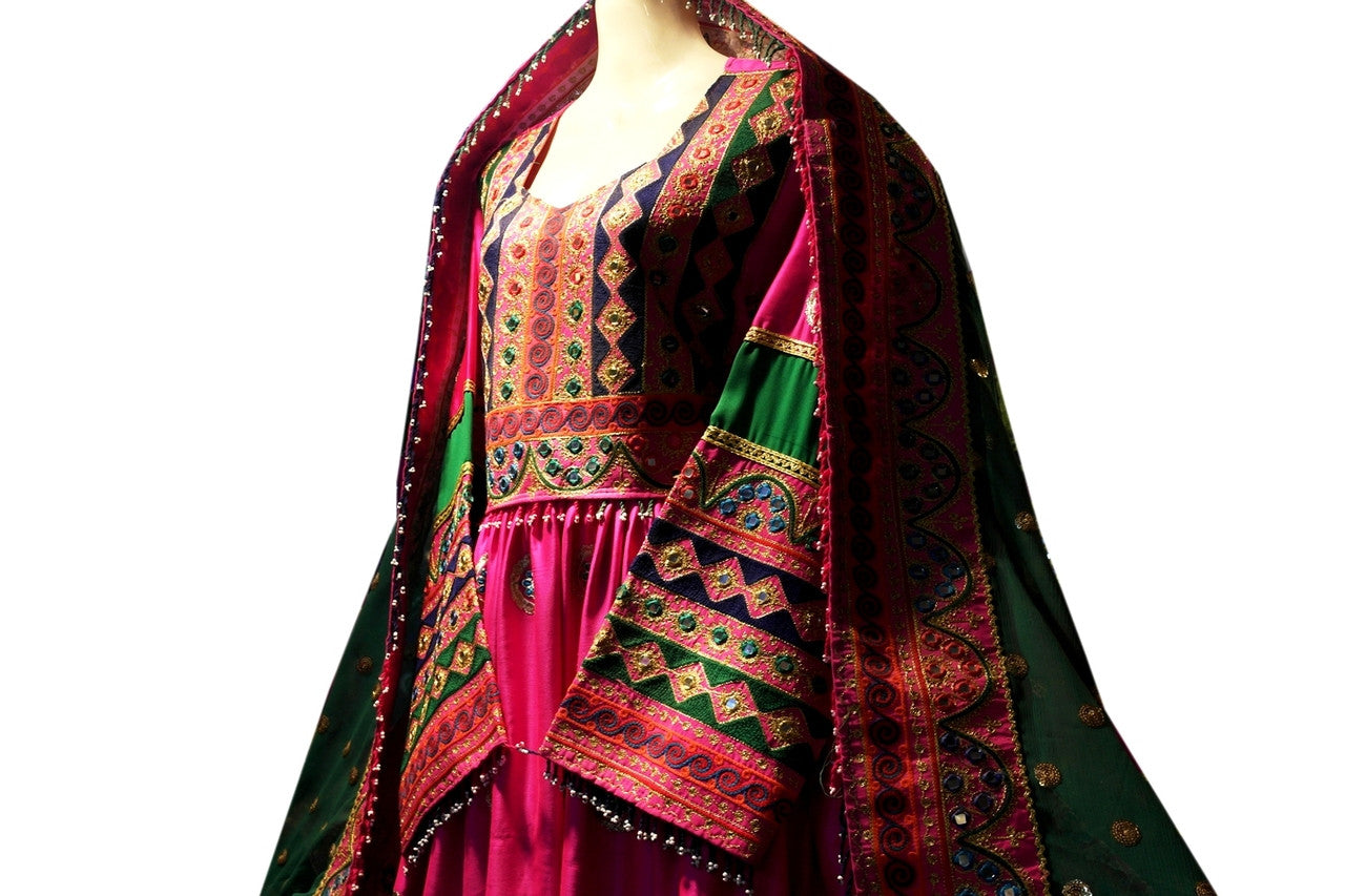 mirrors work afghani dress