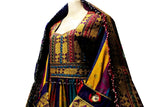 Pashtun Singer Dress In Multicolor Afghan Clothes With Golden Work