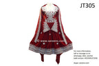 Muslimah Fashion Afghan Clothing In Red Velvet With Fine Needlework