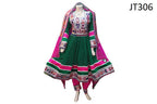 Afghan Clothing In Green Color With Handmade Zari Yakhan Dozi