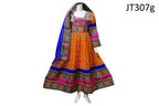 Afghani Gown In Orange Color Mirrors Work Persian Bridal Dresses Online