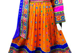 Afghani Gown In Orange Color Mirrors Work Persian Bridal Dresses Online