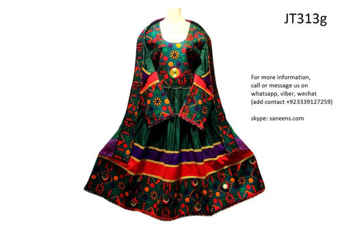 Elegant Afghan Green Pathani Frock - New Fashion Style