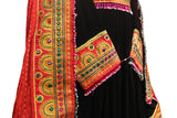 Pashtun Singer Frock In Black And Red Color Muslim Wedding Dresses