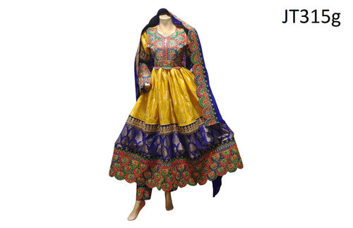 Hijab Fashion Afghan Gown in Yellow Color Persian Women Formal Dress Small