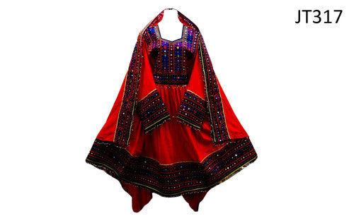 Pathani Dress In Red Color Afghan Clothing With Beads Work