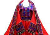 Pathani Dress In Red Color Afghan Clothing With Beads Work