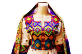 Afghan Traditional Dress In White Color With Finest Flower Embroidery