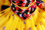 Afghani Dress In Yellow Color With Floral Embroidery Needlework