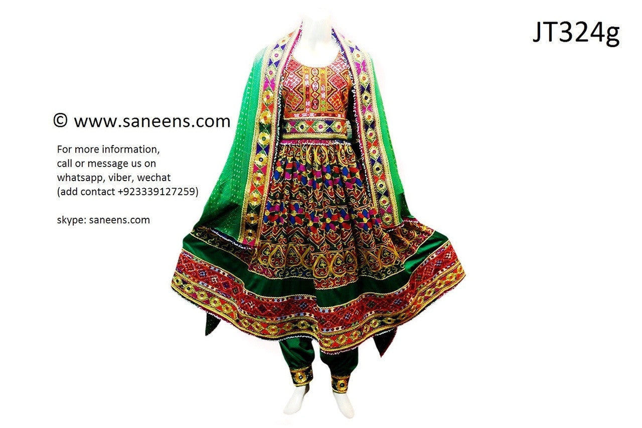 Pashtun Yakhan Dozi Dress In Multi Color Afghan Gown Persian Nikah Clothes