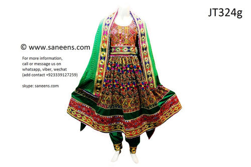 Pashtun Yakhan Dozi Dress In Multi Color Afghan Gown Persian Nikah Clothes