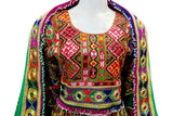 Pashtun Yakhan Dozi Dress In Multi Color Afghan Gown Persian Nikah Clothes