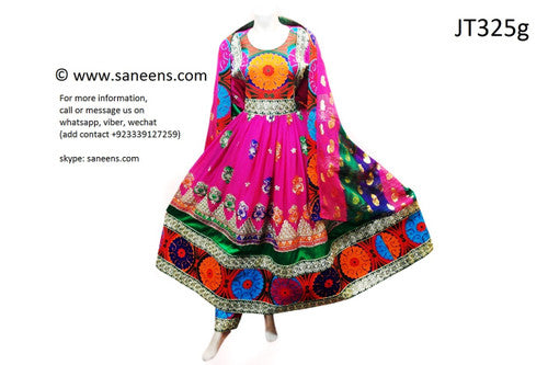 Pathani Bride Long Dress In Pink Color Afghan Gown Muslim Nikah Frock