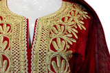 Buy Afghan Fashion Red Velvet Dress With Finest Floral Embroidery Work
