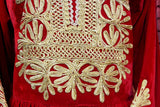 Buy Afghan Fashion Red Velvet Dress With Finest Floral Embroidery Work