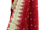 Buy Afghan Fashion Red Velvet Dress With Finest Floral Embroidery Work