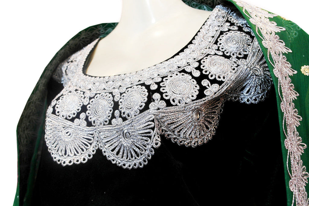 afghan clothing in black velvet