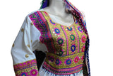 Pakhtoon Fashion White Gown Afghan Dulhan Dress Persian Aroosi Clothes