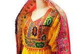 Traditional Afghan Clothes In Yellow Color Persian Aroosi Dress Online