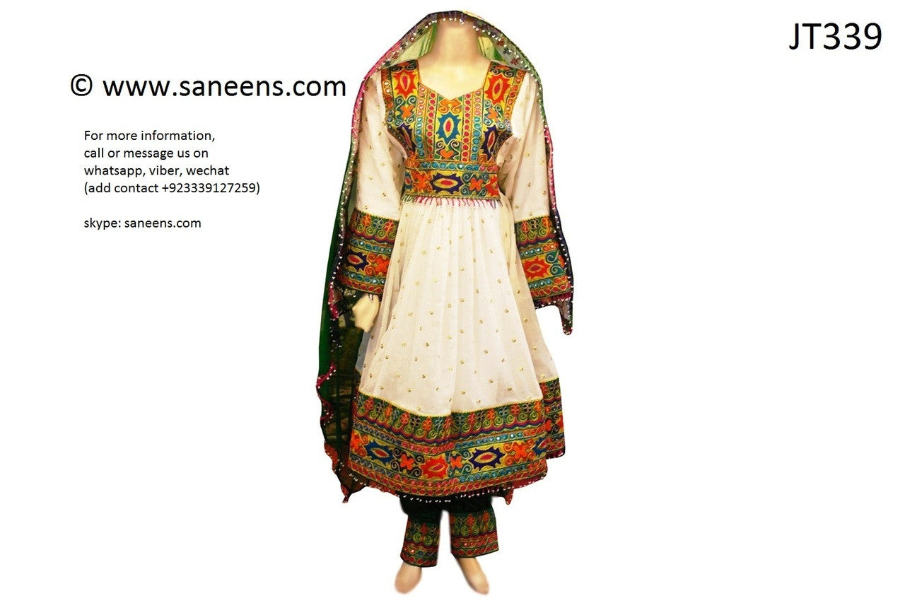 Afghan Pakhtoon Dress In White Islamic Nikah Frock Clothes