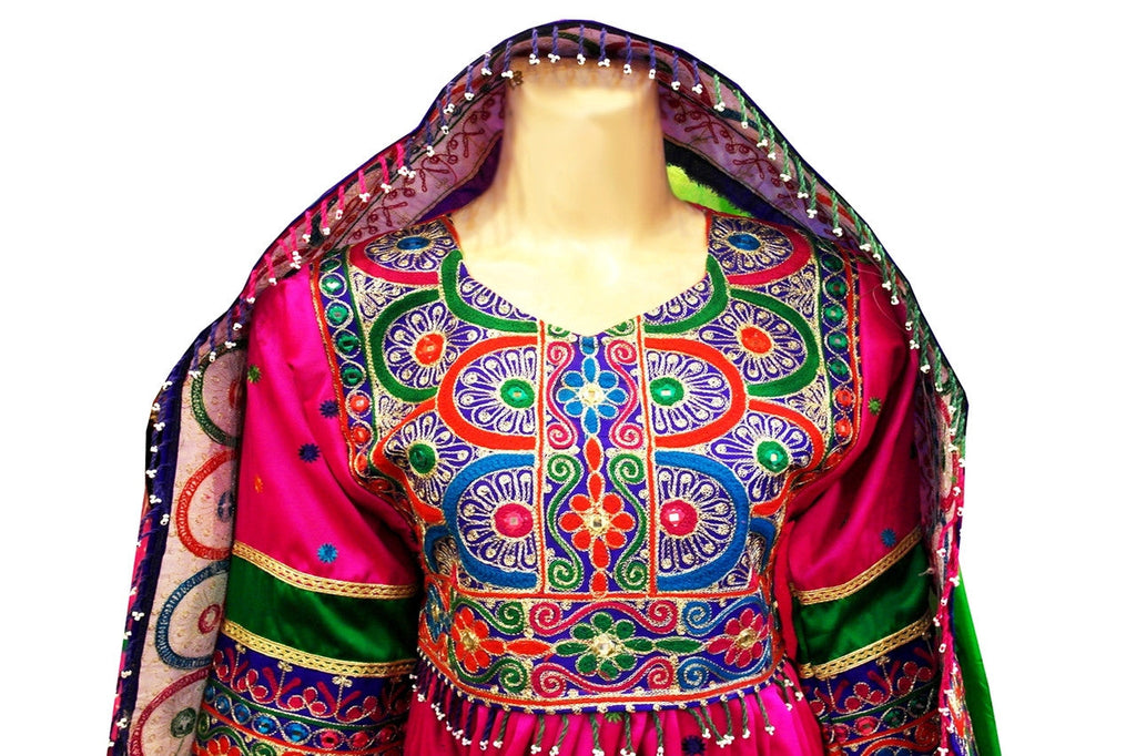 muslim ladies artwork dress, afghani dress
