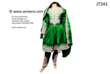 Pashtun Bridal Frock Green Color Afghan Fashion Dress With Floral Work