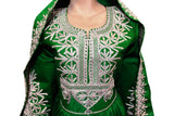 Pashtun Bridal Frock Green Color Afghan Fashion Dress With Floral Work