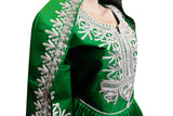 Pashtun Bridal Frock Green Color Afghan Fashion Dress With Floral Work
