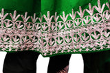 Pashtun Bridal Frock Green Color Afghan Fashion Dress With Floral Work