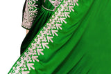 Pashtun Bridal Frock Green Color Afghan Fashion Dress With Floral Work