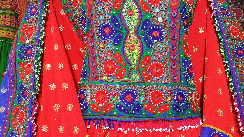 beads work afghani clothes