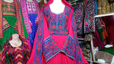 Afghan Clothes In Red Color Pakhtoon Nikkah Frock With Beads Work
