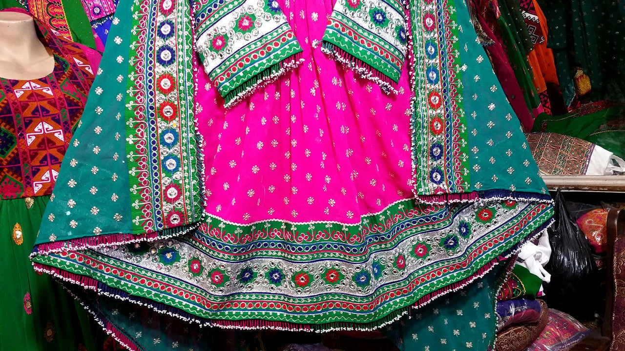 pashtun bridal clothes in pink color
