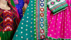 pink and green color pathani dress