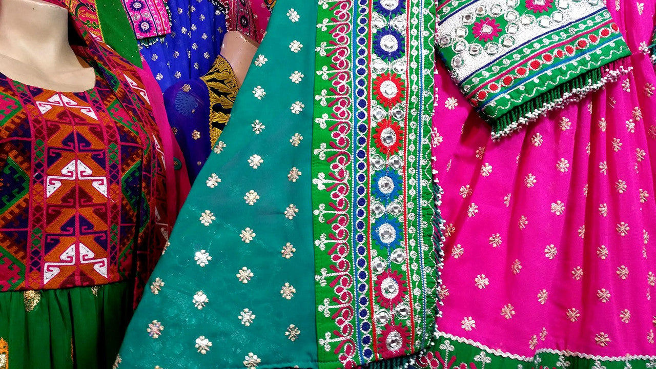 pink and green color pathani dress