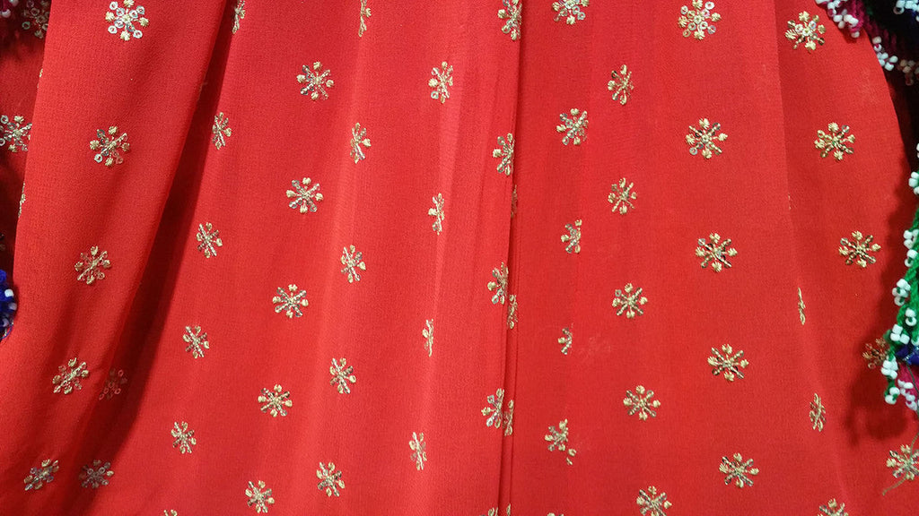 buy pakhtoon dress in red barosha fabric