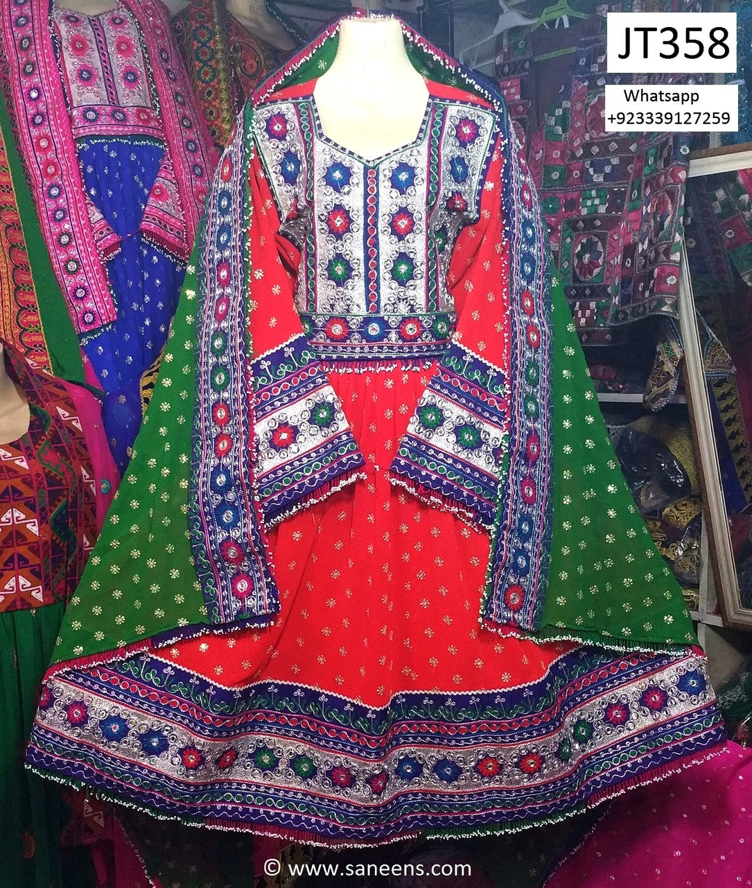 Buy Pashtun Nikah Event Dress Afghan Fashion Dress In Red Color