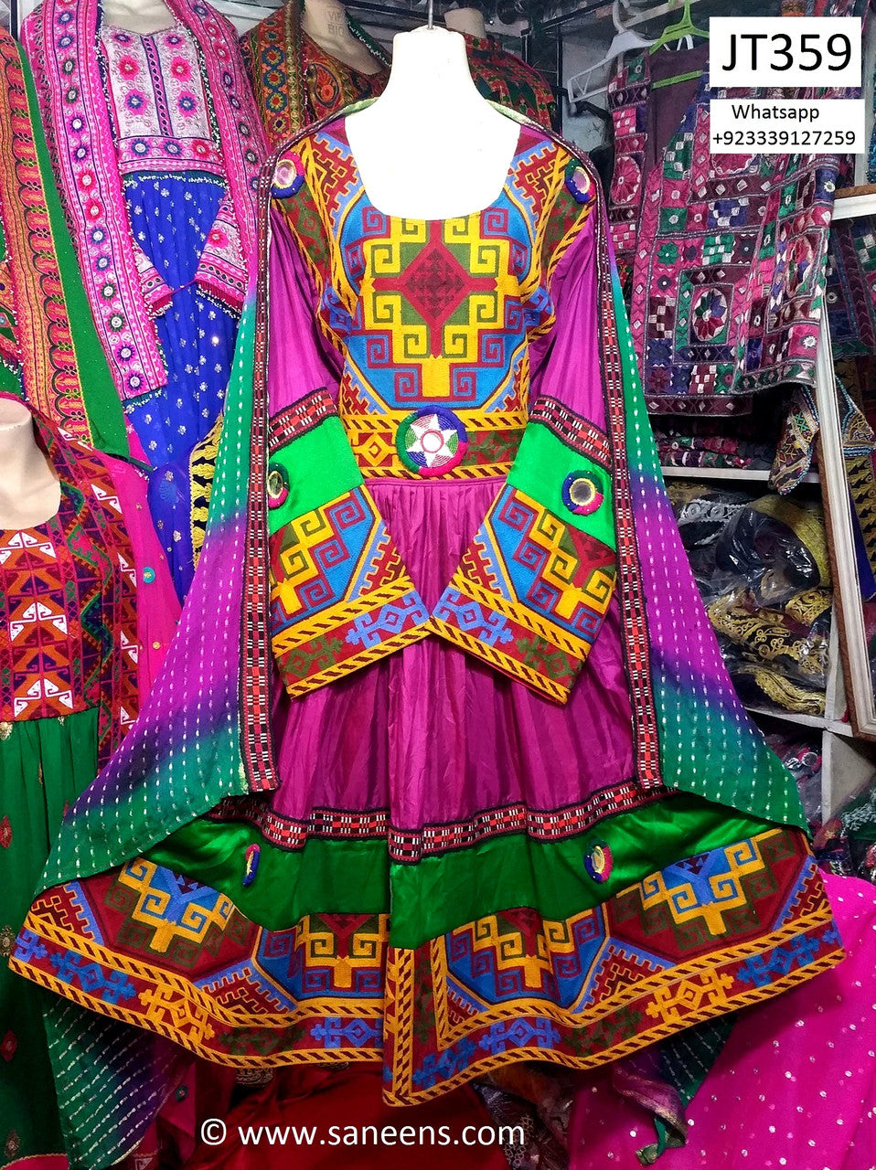 Afghan Fashion Long Dress In Purple Color