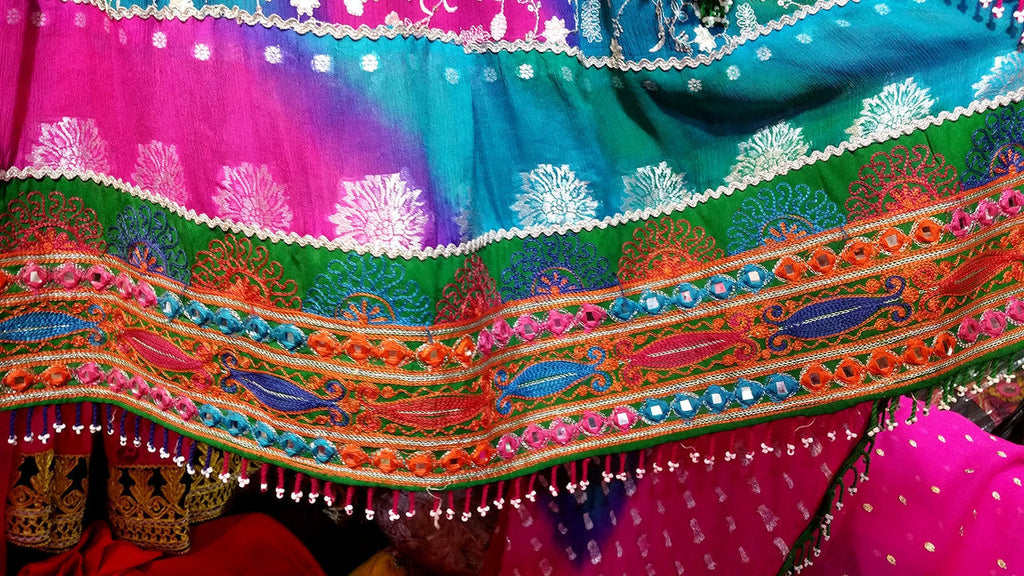 mehndi night afghani dress with lot of mirrors work